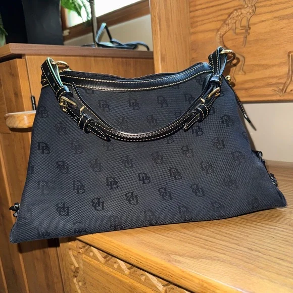 Dooney & Bourke Black East West Slouch Monogram Shoulder Bag - Picture 2 of 10